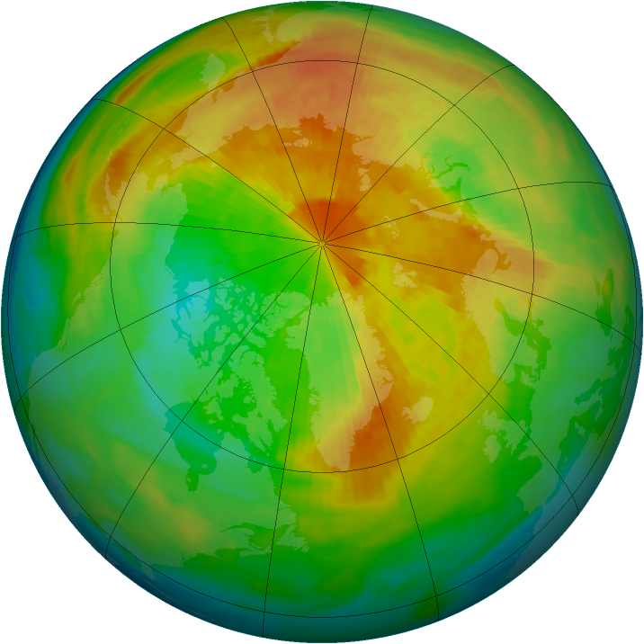 Arctic ozone map for 21 March 1993